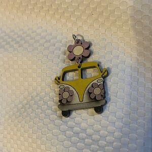 Wooden VW bus necklace charm.